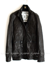 CHANEL 07A Black Lamb Skin Leather Blouson Half Coat Jacket 34 36 38 シャネル ブラック ラム スキン レザー ライダース ブルゾン ジャンバー ハーフ コート ジャケット 即発