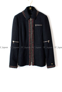 CHANEL 10PF Black Wool Zip Pocket Jacket 38 シャネル ブラック・ウール・ジッパー・ジャケット 即発