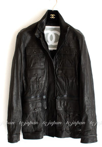 CHANEL 07A Black Lamb Skin Leather Blouson Half Coat Jacket 34 36 38 シャネル ブラック ラム スキン レザー ライダース ブルゾン ジャンバー ハーフ コート ジャケット 即発