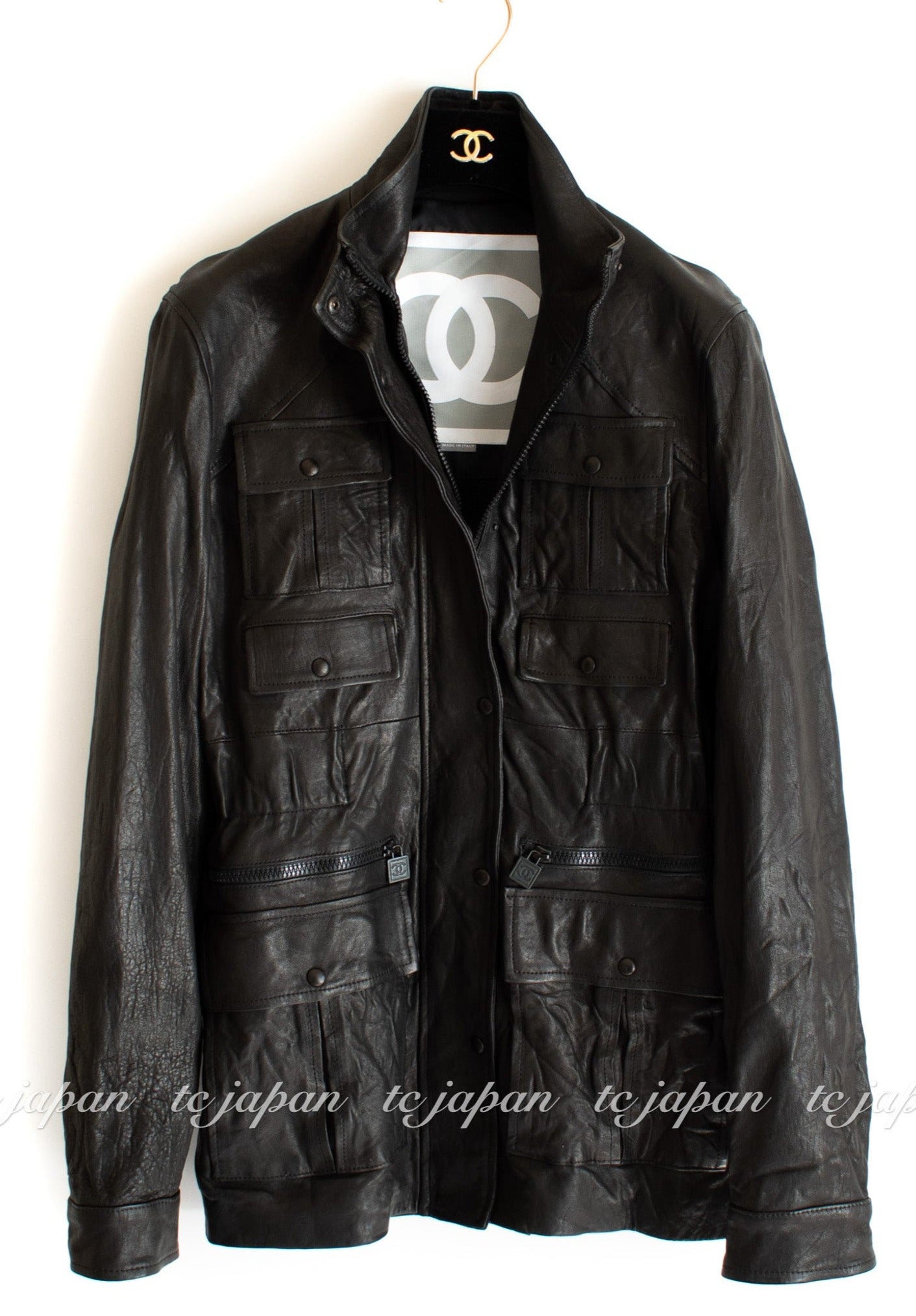 CHANEL 07A Black Lamb Skin Leather Blouson Half Coat Jacket 34 36 38 シャネル ブラック ラム スキン レザー ライダース ブルゾン ジャンバー ハーフ コート ジャケット 即発