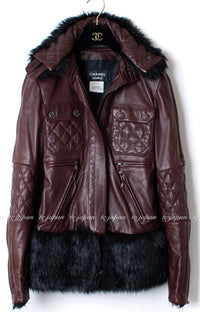 CHANEL 10A Brown Leather Jacket Coat Skirt 38 シャネル 訳あり!ブラウン・レザー・ジャケット・スカート 即発