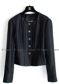 CHANEL 99A Black Wool Cropped Jacket 38 40 シャネル ブラック・ウール混合・ジャケット 即発 - CHANEL TC JAPAN