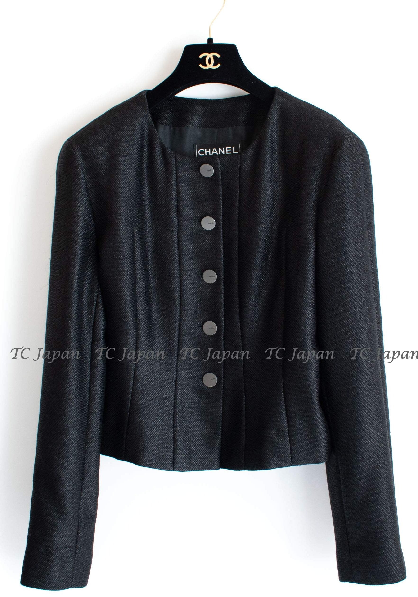 CHANEL 99A Black Wool Cropped Jacket 38 40 シャネル ブラック・ウール混合・ジャケット 即発 - CHANEL TC JAPAN