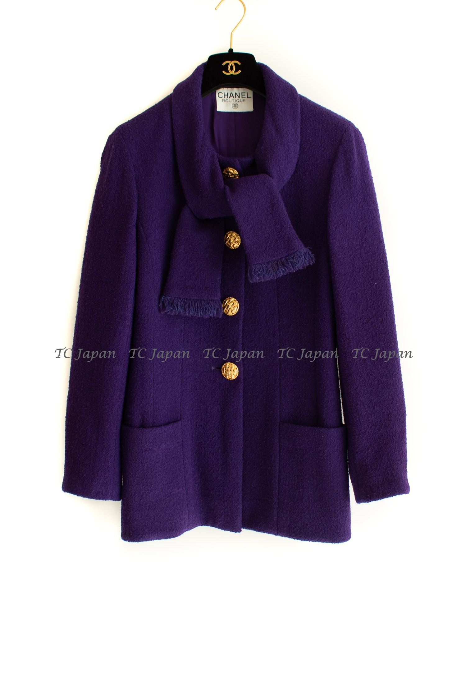CHANEL 92A Iconic Collectible Scarlet Red Wool Tweed Jacket Basket Gold Button 36 38 シャネル スカーレット レッド コレクター限定品 ウール ツイード ジャケット バスケットボタン 即発