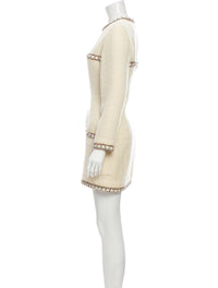CHANEL 16PF Ivory Black Wool Silk Double Tweed Coat 34 36 38 40 シャネル アイボリー ブラック ウール シルク チェック ツイード コート メンズも!即発