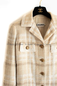 CHANEL Haute Couture Beige Creme Tweed Jacket 38 シャネル オートクチュール・ベージュ・クリーム・ツイード・ジャケット②即発