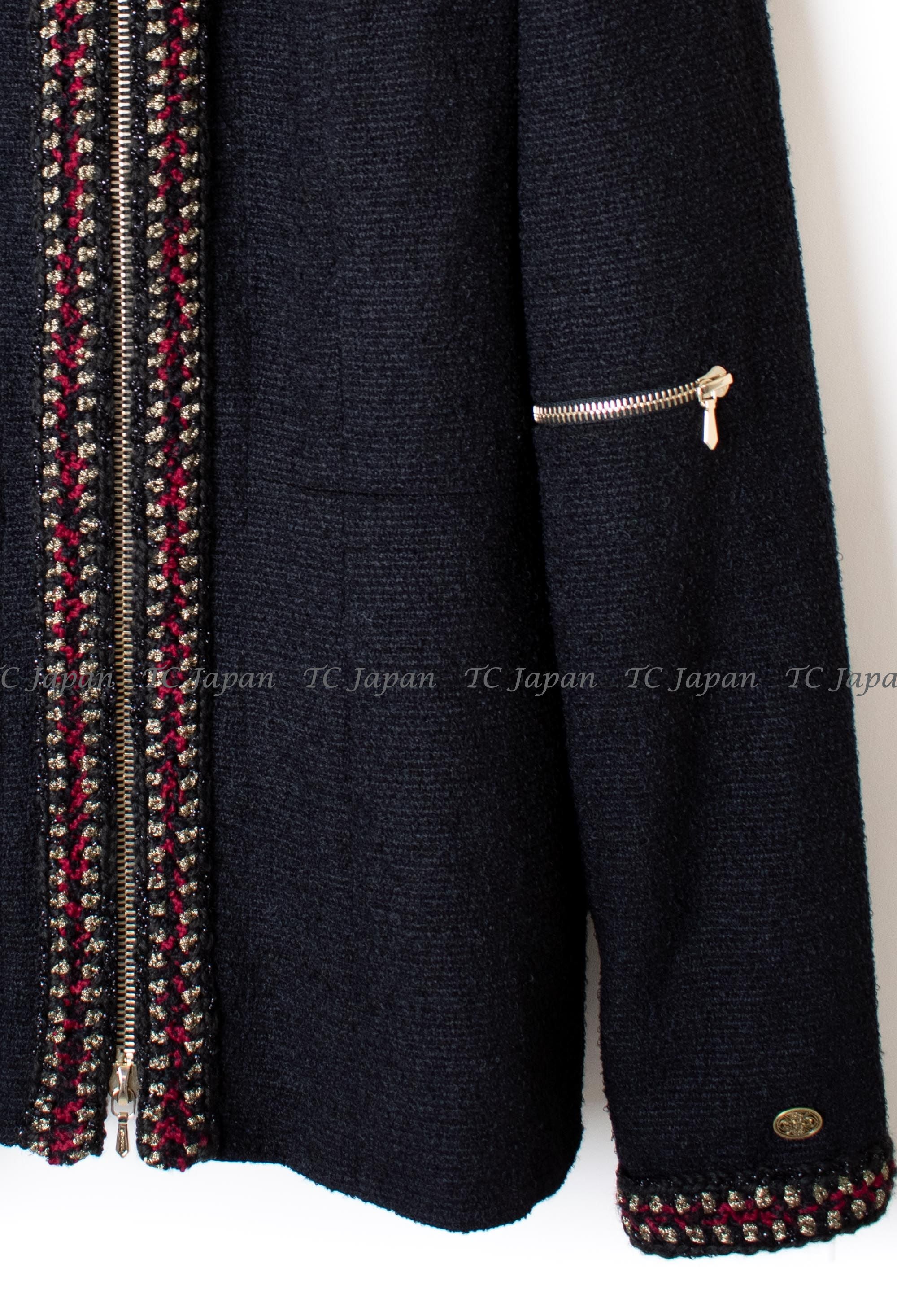 CHANEL 10PF Black Wool Zip Pocket Jacket 38 シャネル ブラック・ウール・ジッパー・ジャケット 即発