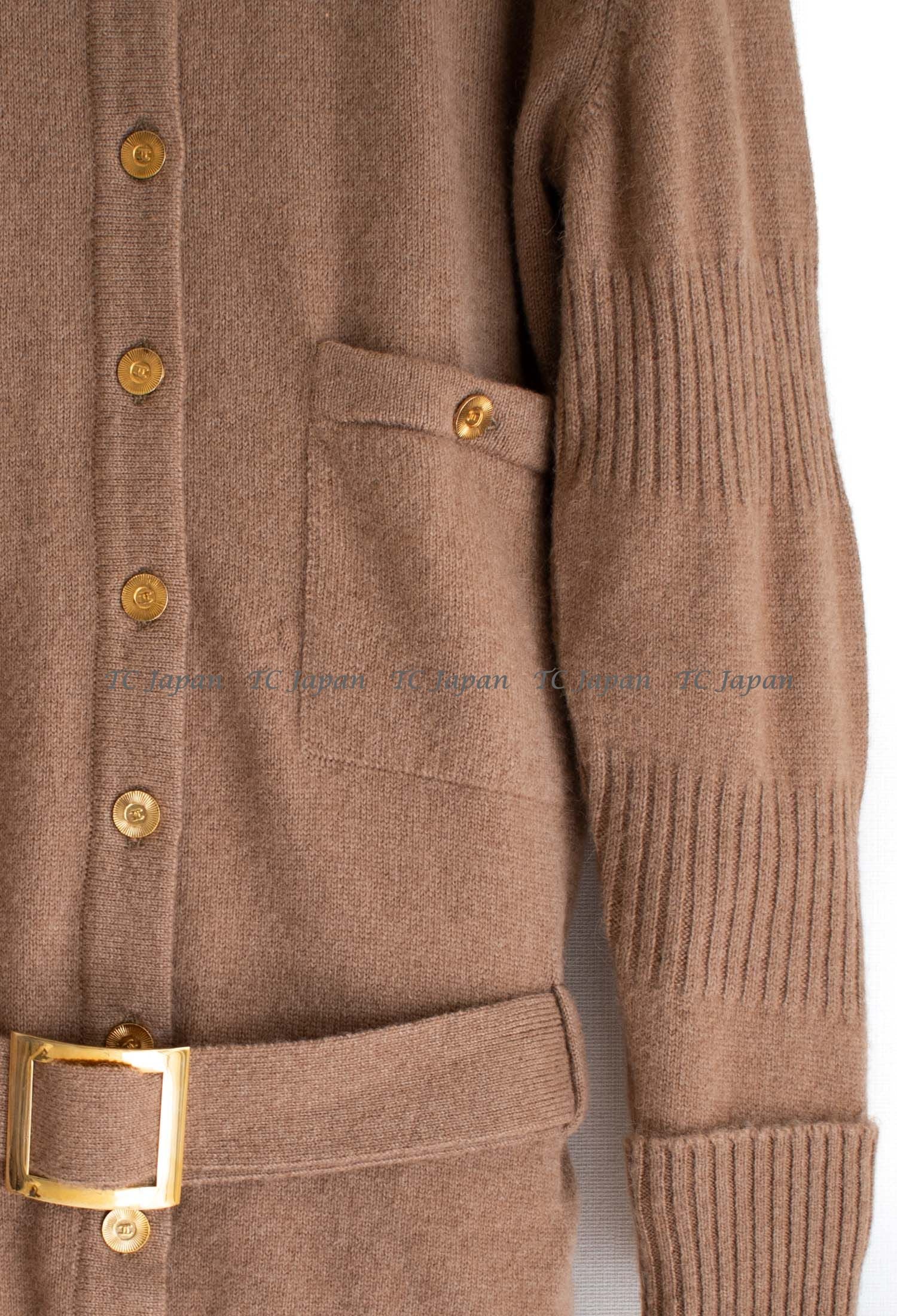 CHANEL 89A Brown Camel Hair Cardigan 38 40 シャネル キャメル ベージュ カーディガン 即発