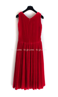 CHANEL 96S Red Velvet Dress 38 40 シャネル スーパーモデルのレッド ベルベット ドレス ワンピース 即発