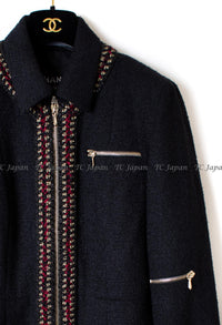 CHANEL 10PF Black Wool Zip Pocket Jacket 38 シャネル ブラック・ウール・ジッパー・ジャケット 即発