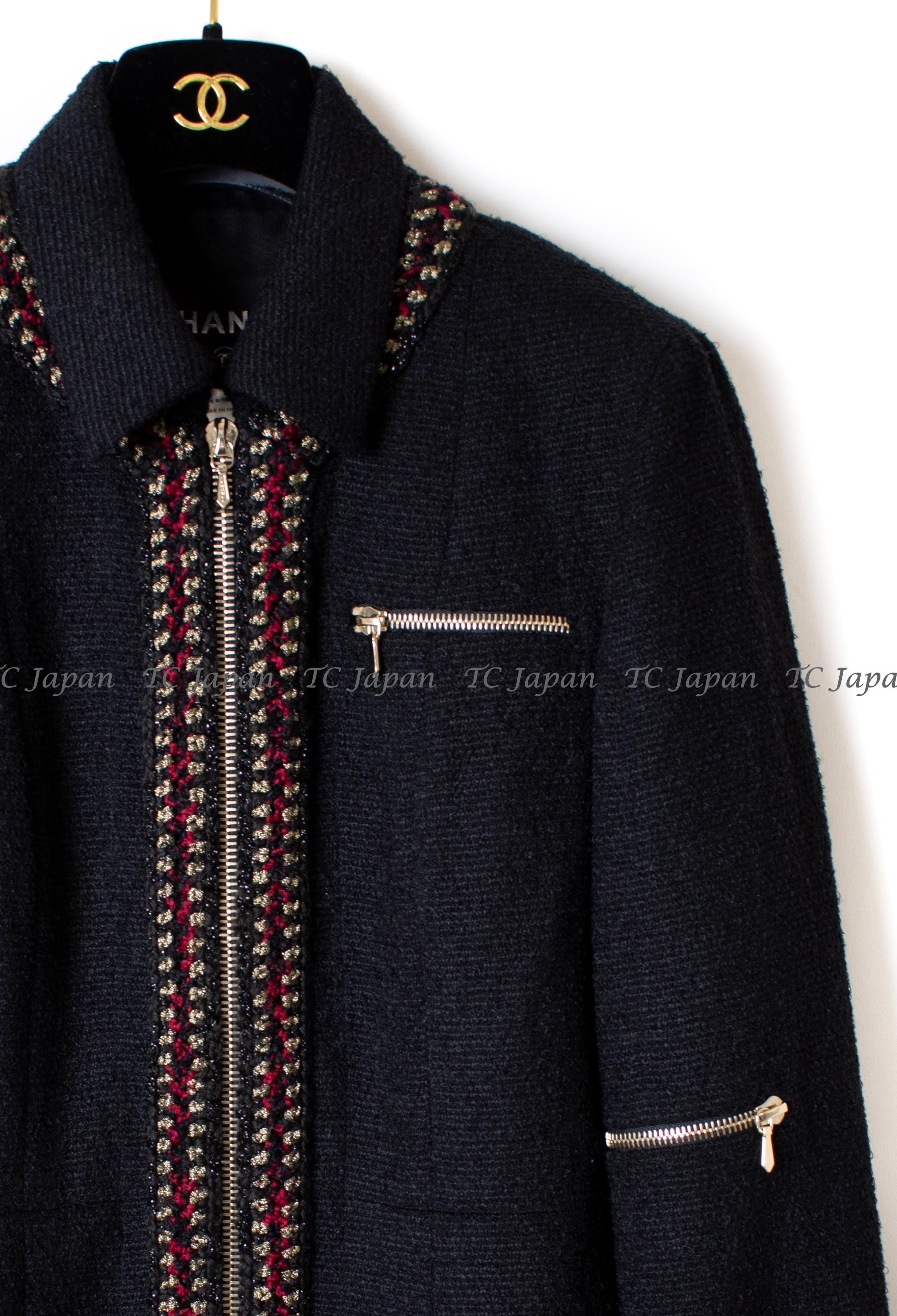 CHANEL 10PF Black Wool Zip Pocket Jacket 38 シャネル ブラック・ウール・ジッパー・ジャケット 即発