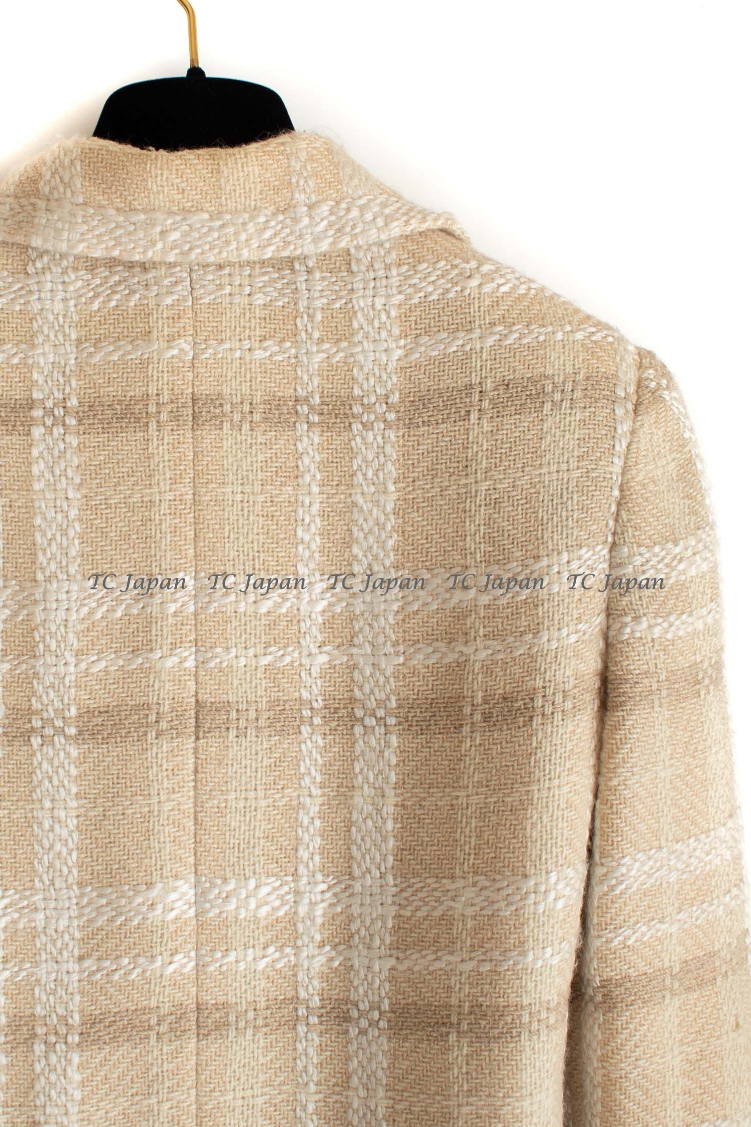 CHANEL Haute Couture Beige Creme Tweed Jacket 38 シャネル オートクチュール・ベージュ・クリーム・ツイード・ジャケット②即発