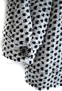 CHANEL 16B White Silver Black Silk Cotton Jacket 42 44 46 シャネル ホワイト シルバー ブラック シルク コットン ツイード ジャケット 即発
