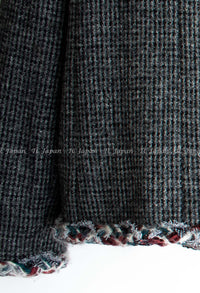CHANEL 13PF Edinburgh Gray GreyTrim Wool Tweed Jacket 34 シャネル グレー トリミング ウール 100% ツイード ジャケット 即発