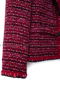 CHANEL 01A Red Wool Tweed Jacket 34 36 38 40 シャネル レッド ウール ツイード ジャケット 即発