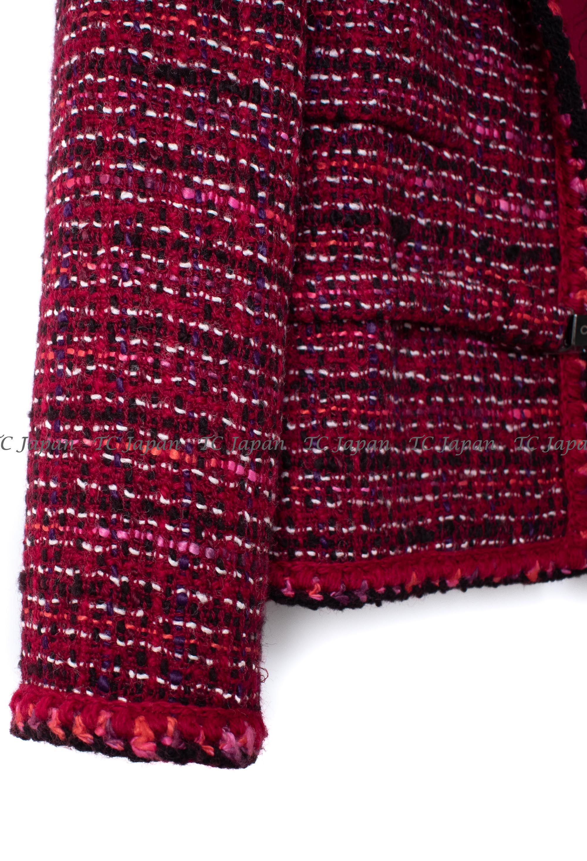 CHANEL 01A Red Wool Tweed Jacket 34 36 38 40 シャネル レッド ウール ツイード ジャケット 即発
