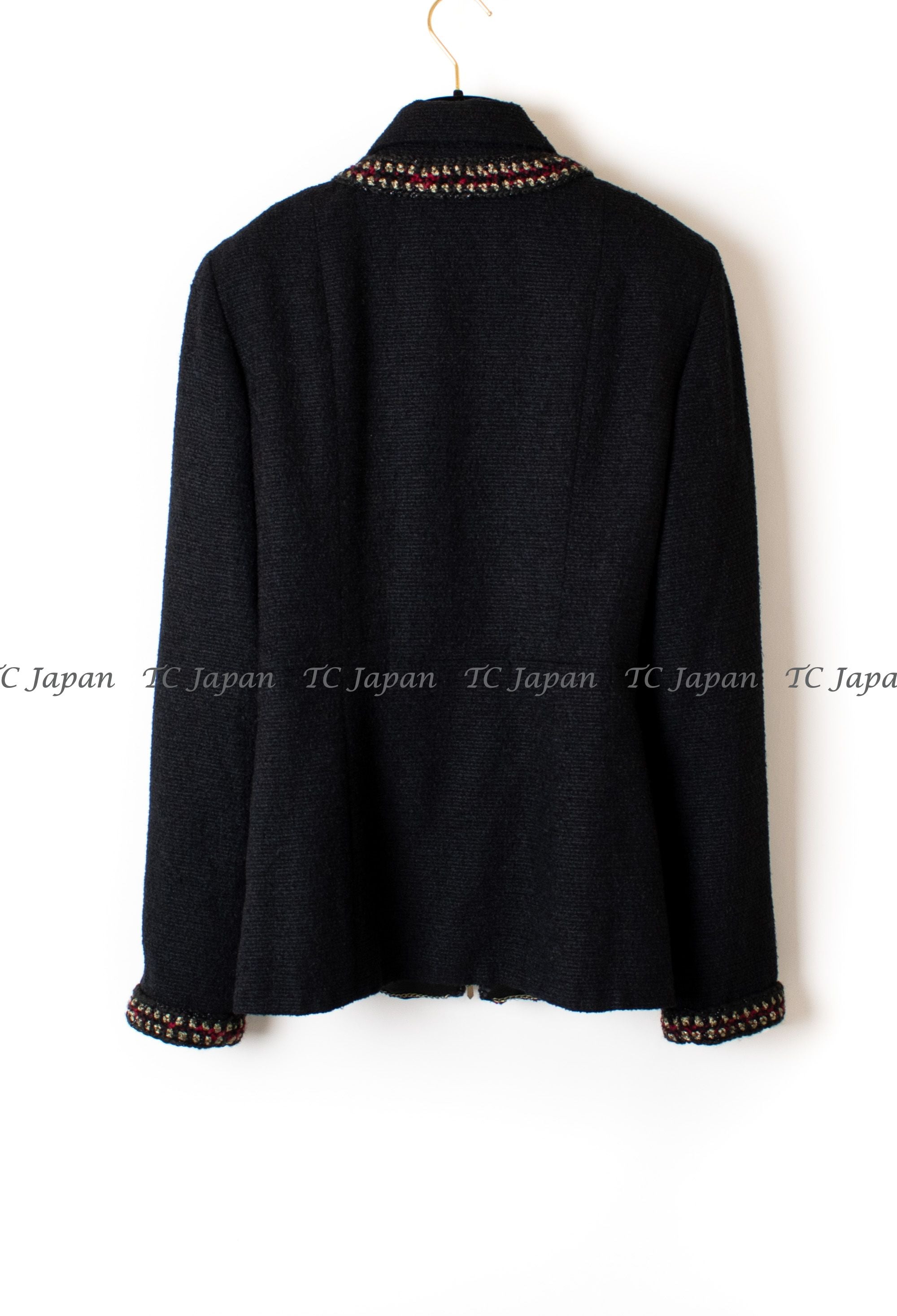 CHANEL 10PF Black Wool Zip Pocket Jacket 38 シャネル ブラック・ウール・ジッパー・ジャケット 即発
