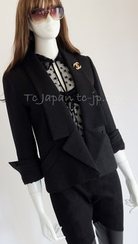 CHANEL 04PF Black Short Sleeve Star Blouse Tops 36 シャネル ブラック 星柄 半袖ブラウス トップス 即発