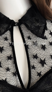 CHANEL 04PF Black Short Sleeve Star Blouse Tops 36 シャネル ブラック 星柄 半袖ブラウス トップス 即発