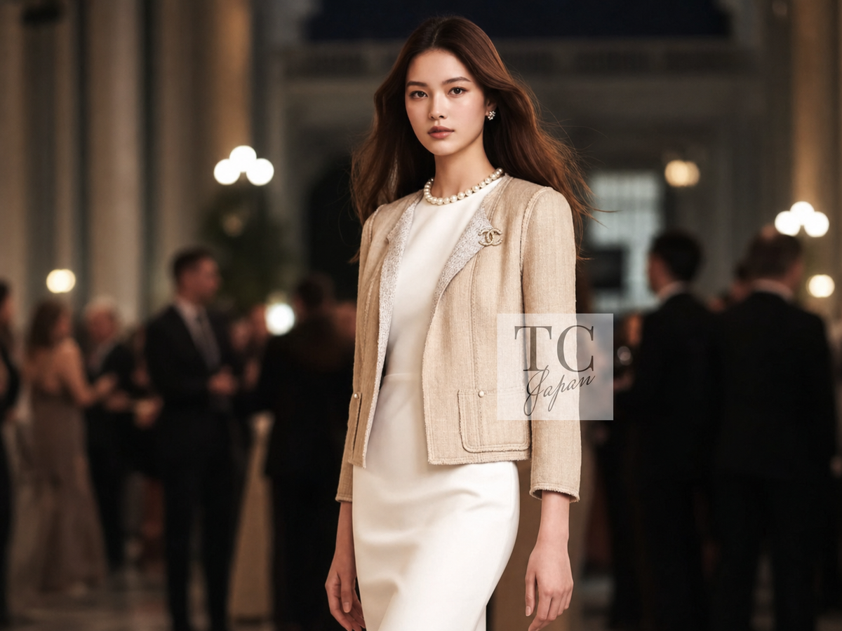 CHANEL 2003 Spring Summer 03S beige cardigan jacket with pearl trim