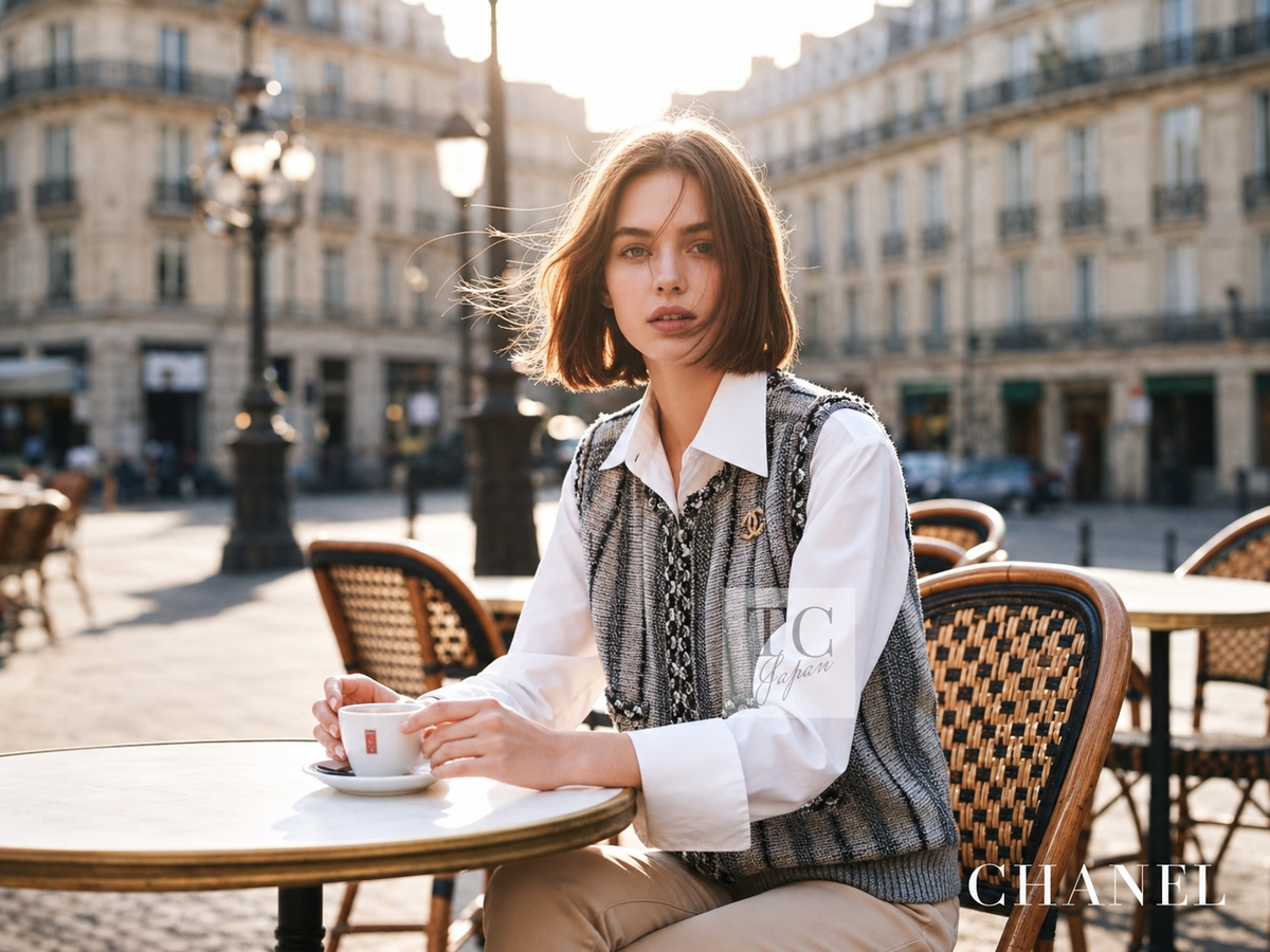 chanel tweed vest tops