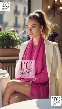 CHANEL Pink knit Women COCO Mark - Crew neck long sleeve design with scarf シャネル ピンク ニット レディース ココマーク・ストール付 クルーネック 長袖 デザイン
