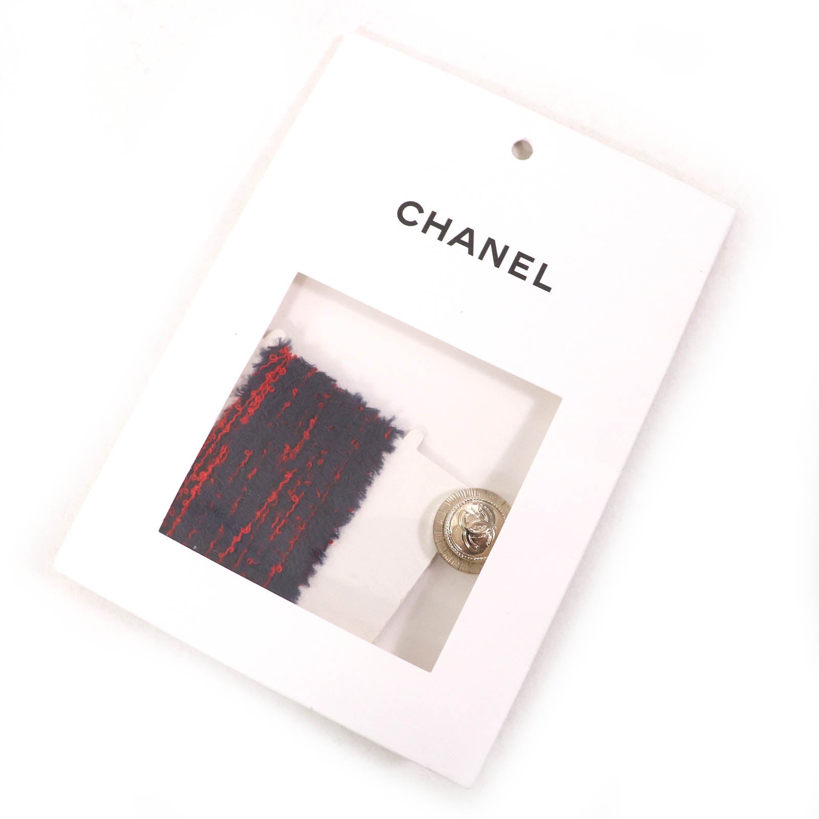 CHANEL Knit COCO Mark Button Border Pattern Crew Neck Cropped