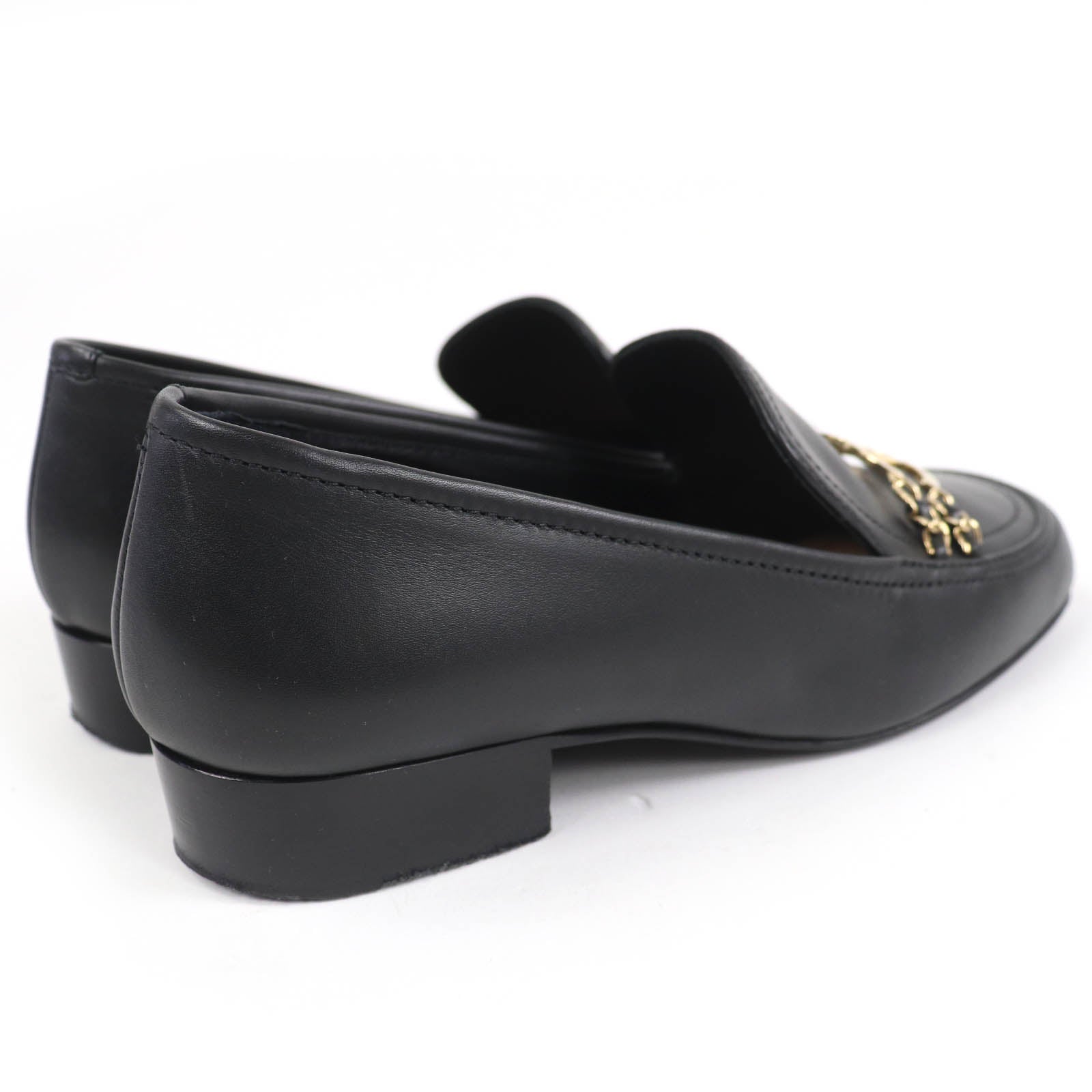 CHANEL Black loafers Women COCO Mark Chain Leather シャネル