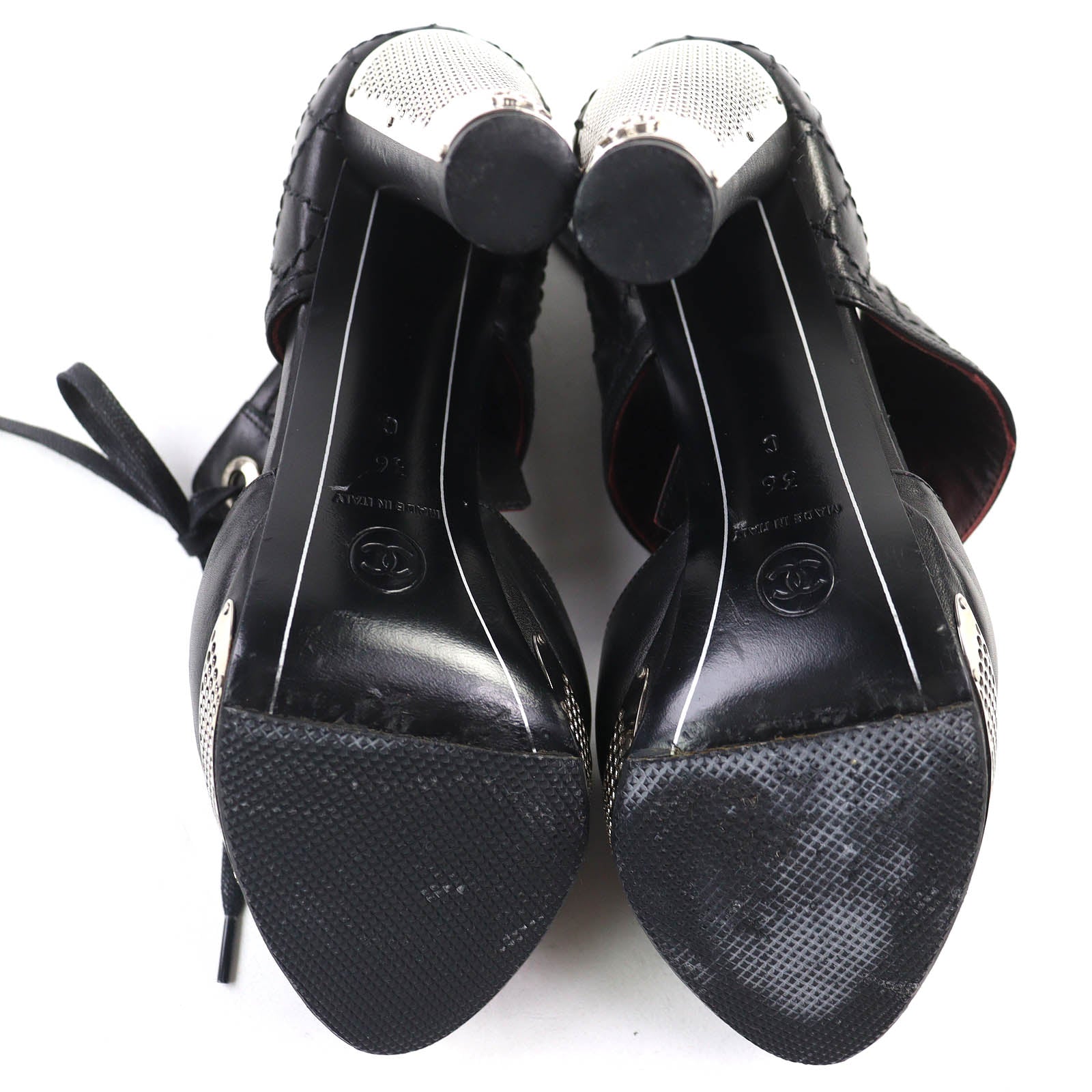 CHANEL pumps Women COCO Mark Matelasse Lace-Up Leather シャネル