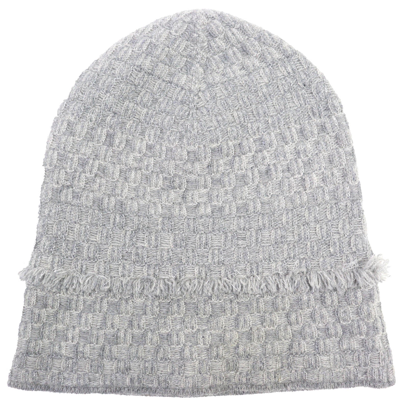 【新品】CHANEL シャネル ♡グレー♡カシミヤ♡ニット帽♡ココマーク CHANEL Gray Knit cap Women COCO Mark fringe design glitter knit