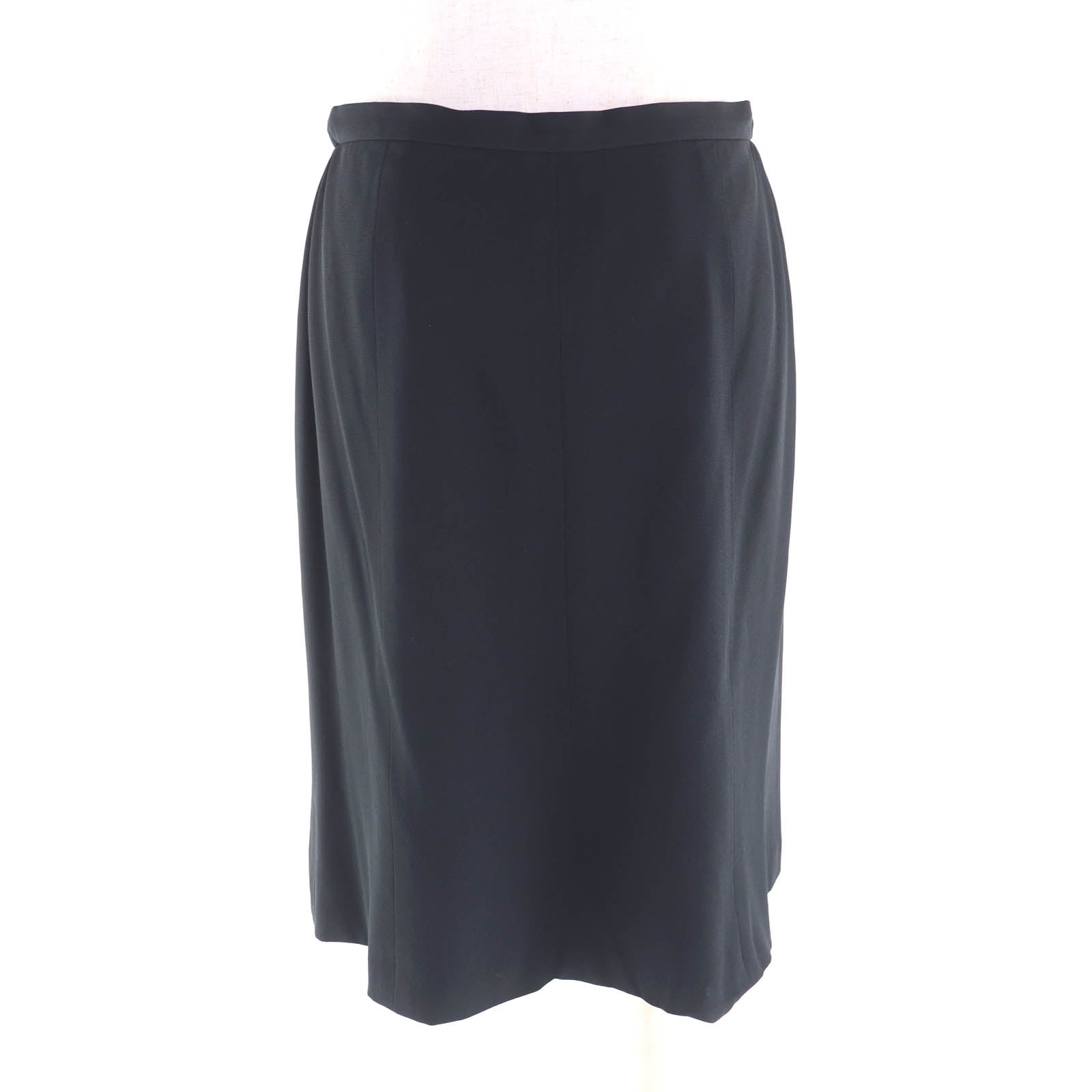 CHANEL Black Women COCO Mark Buttoned Knee-Length Silk Skirt