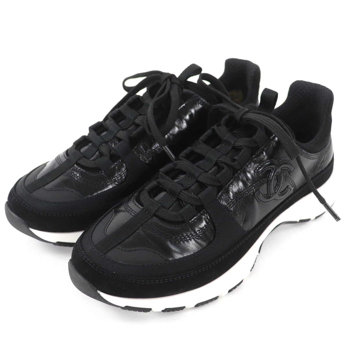 CHANEL Black Low cut sneakers Women COCO Mark シャネル ブラック 