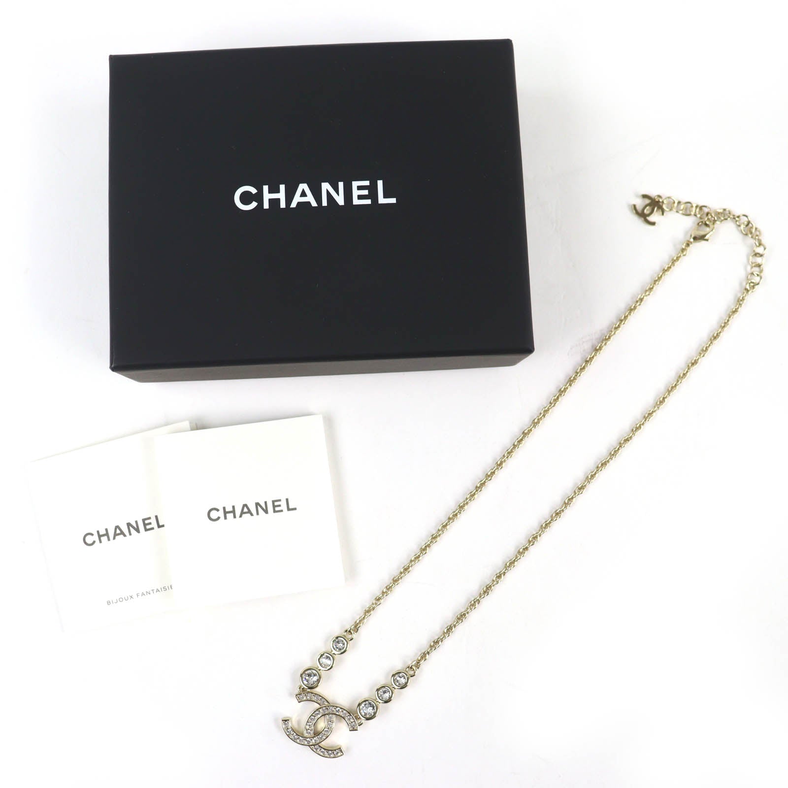 CHANEL gold CC logo chain crystal women's accessory / シャネル レディース ゴールド CCロゴ チェーン クリスタル アクセサリー