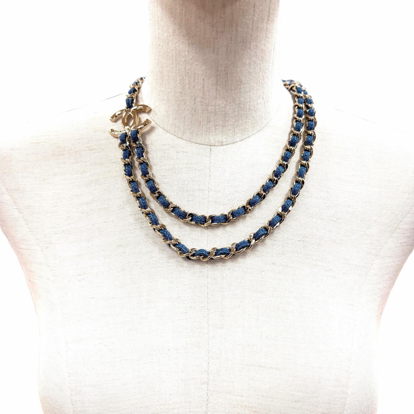 CHANEL blue CC logo chain women's accessory / シャネル レディース ブルー CCロゴ チェーン アクセサリー
