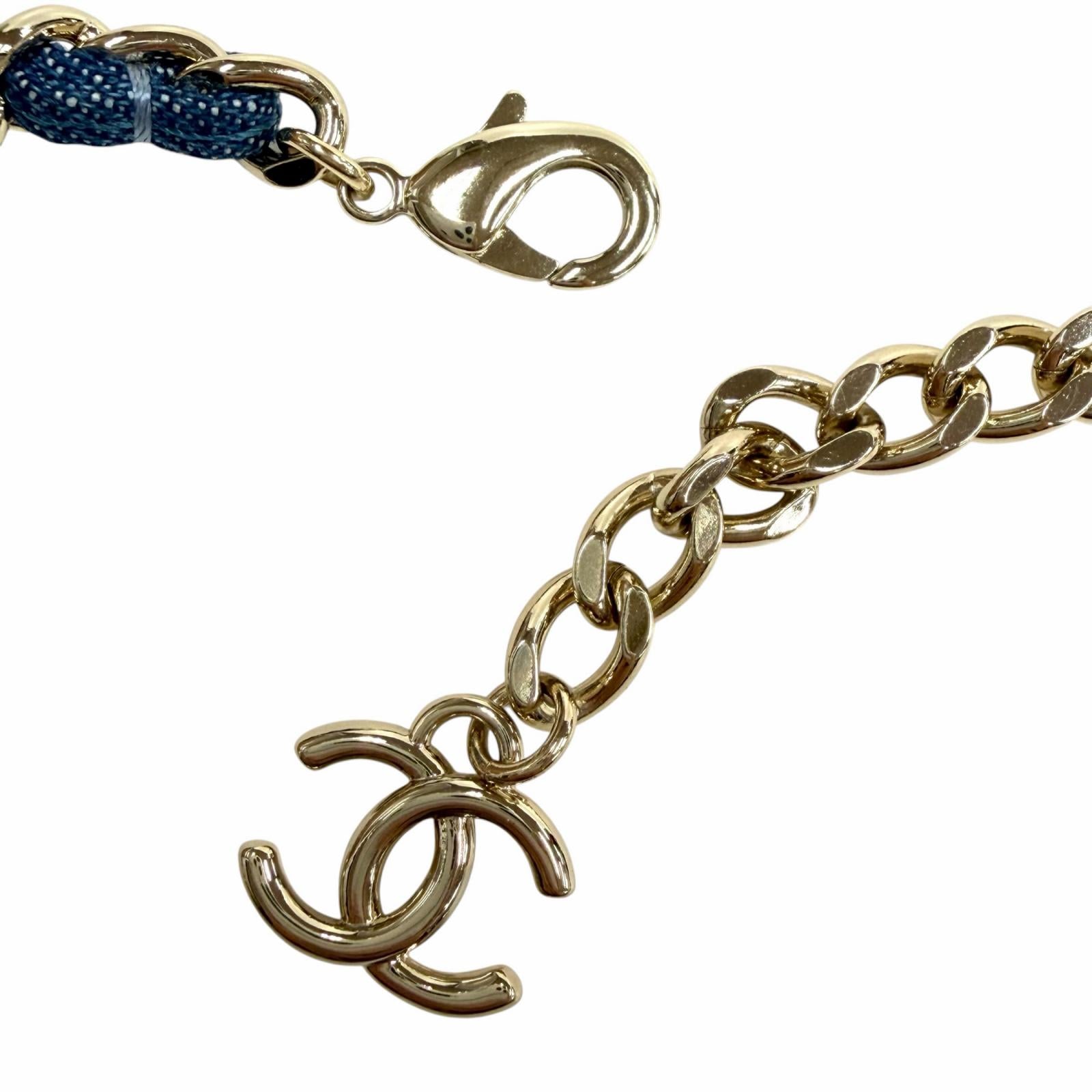 CHANEL blue CC logo chain women's accessory / シャネル レディース ブルー CCロゴ チェーン アクセサリー
