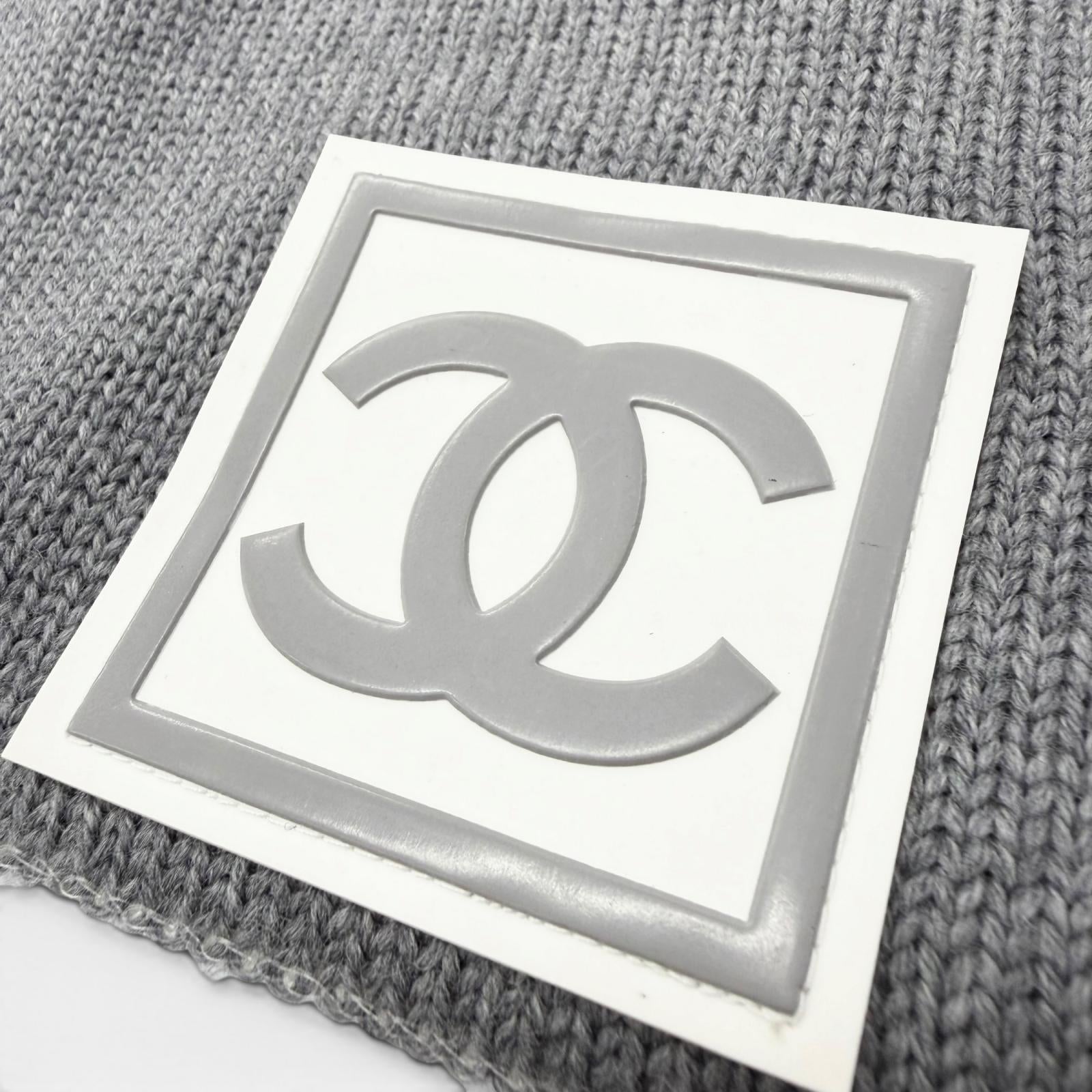 CHANEL grey knit CC logo women's accessory / シャネル レディース グレー ニット CCロゴ アクセサリー