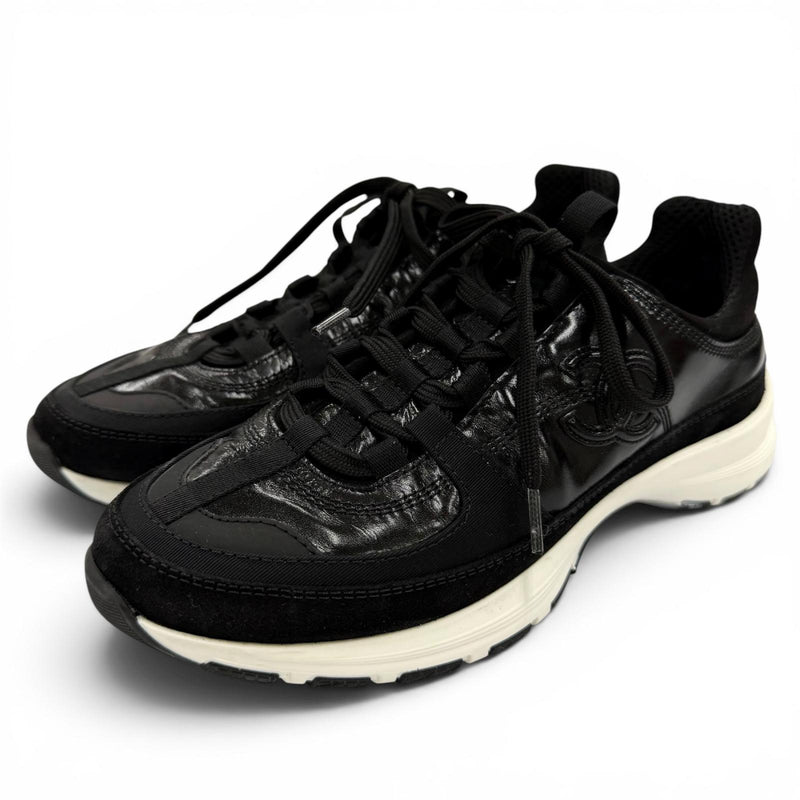 CHANEL Black Low cut sneakers Women COCO Mark Lace-up 01