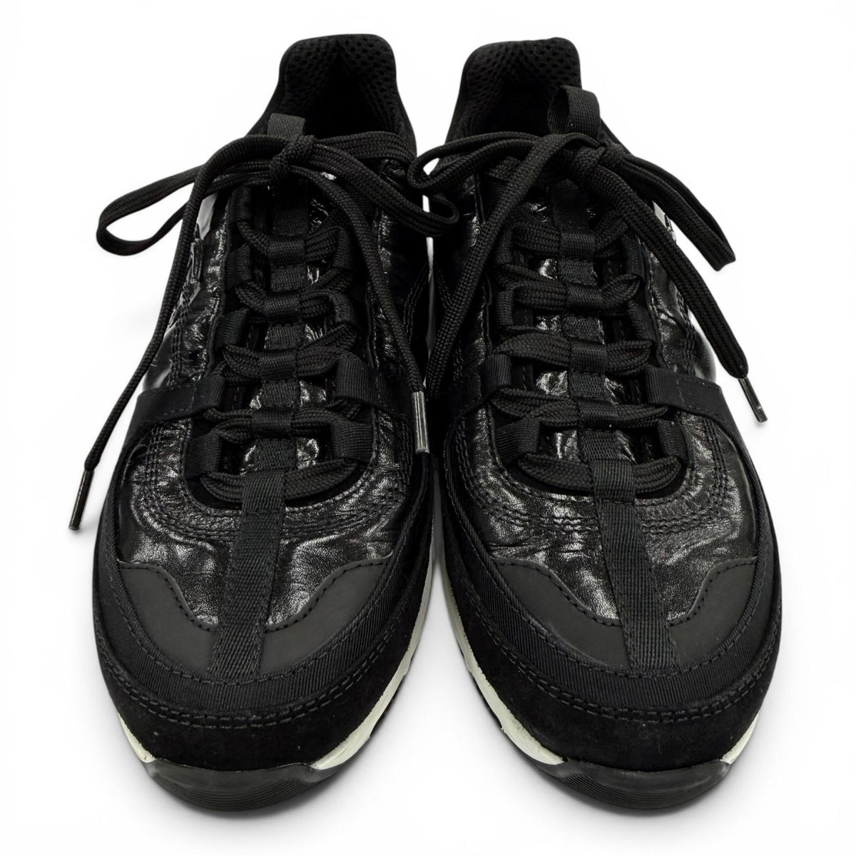 CHANEL Black Low cut sneakers Women COCO Mark Lace-up 02