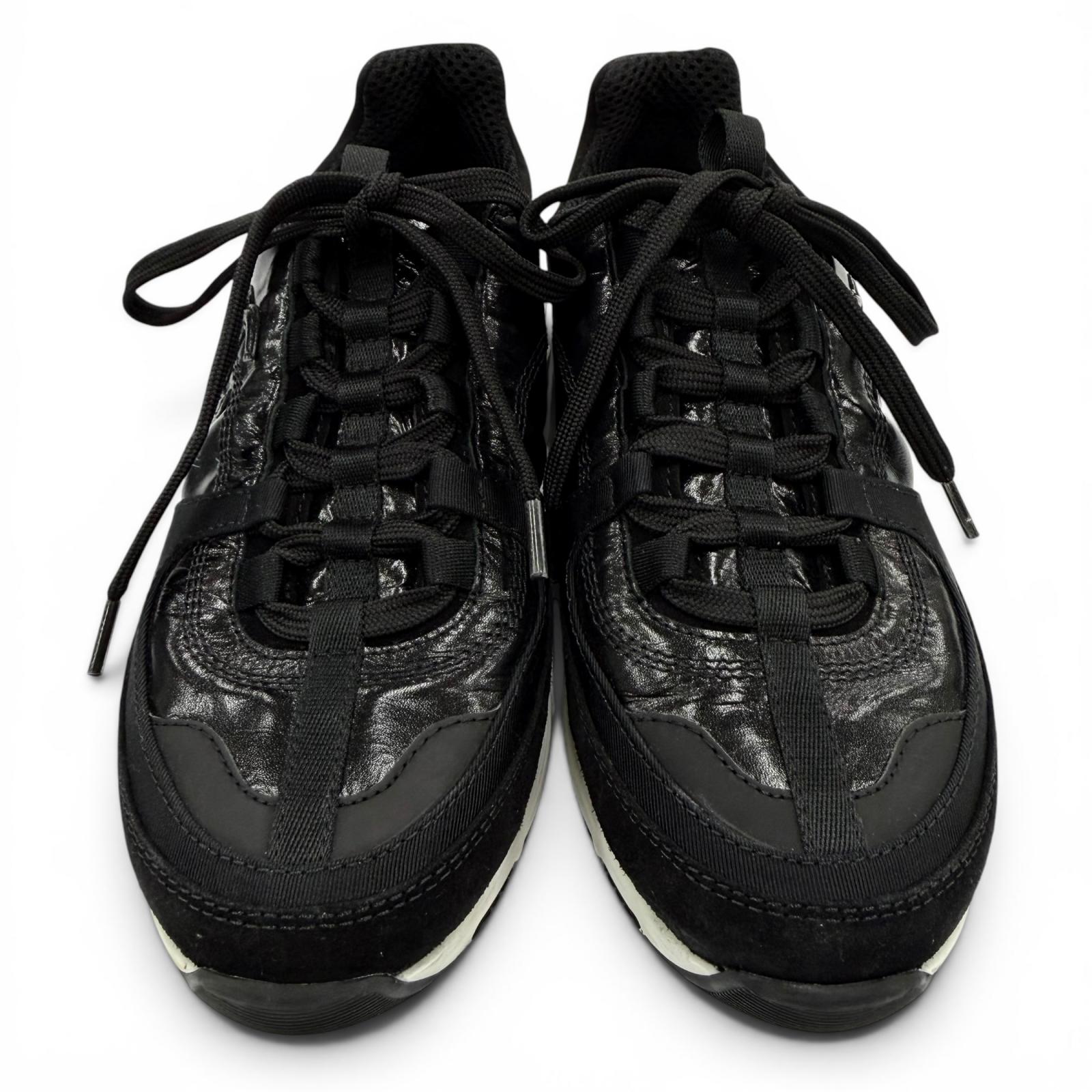 CHANEL Black Low cut sneakers Women COCO Mark Lace-up 02