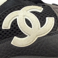 CHANEL Black Low Cut Sneakers Mens COCO Mark Lace Up 07