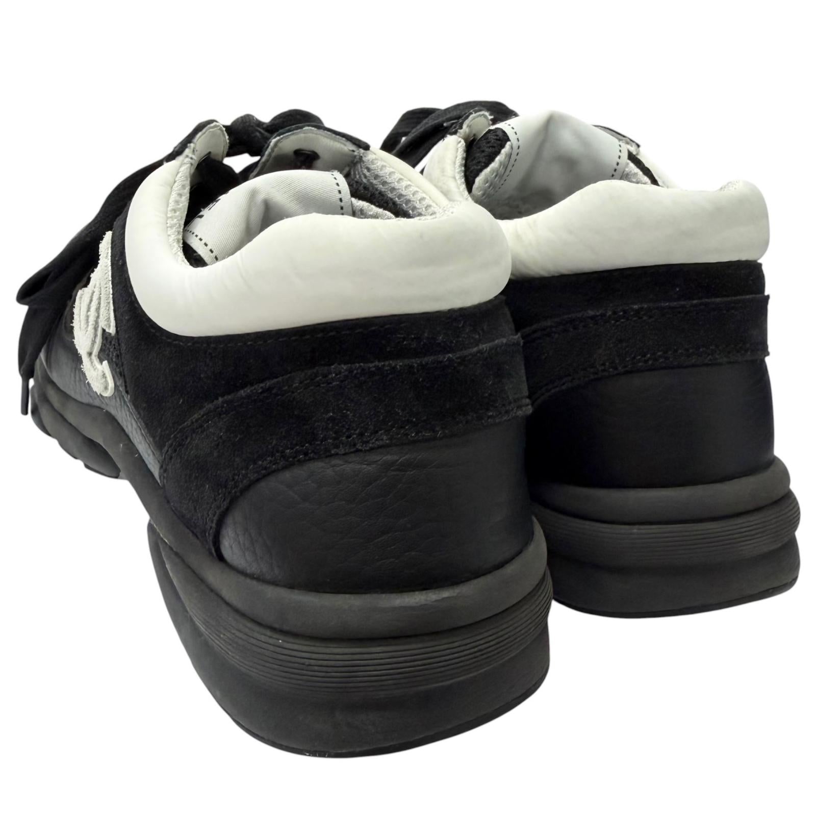CHANEL Black Low Cut Sneakers Mens COCO Mark Lace Up 05