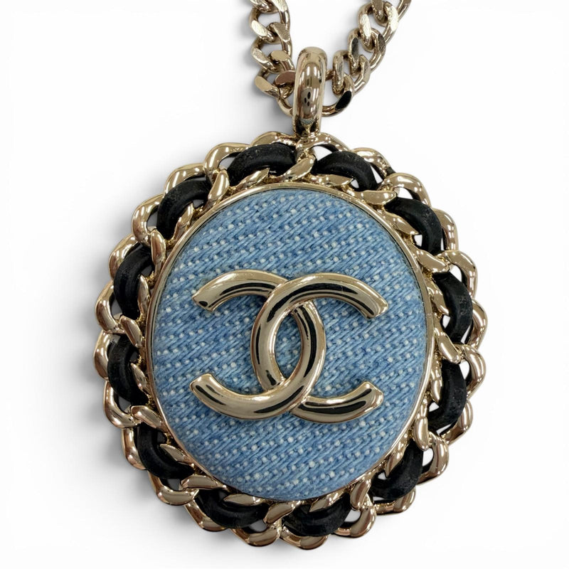 CHANEL Necklace Women COCO Mark Denim Design Chain 01