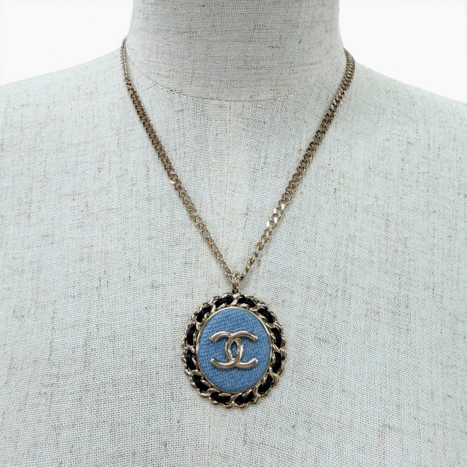 CHANEL Necklace Women COCO Mark Denim Design Chain 03