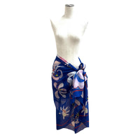CHANEL Blue Women COCO Mark Floral Print Large Pareo 03