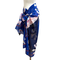 CHANEL Blue Women COCO Mark Floral Print Large Pareo 04