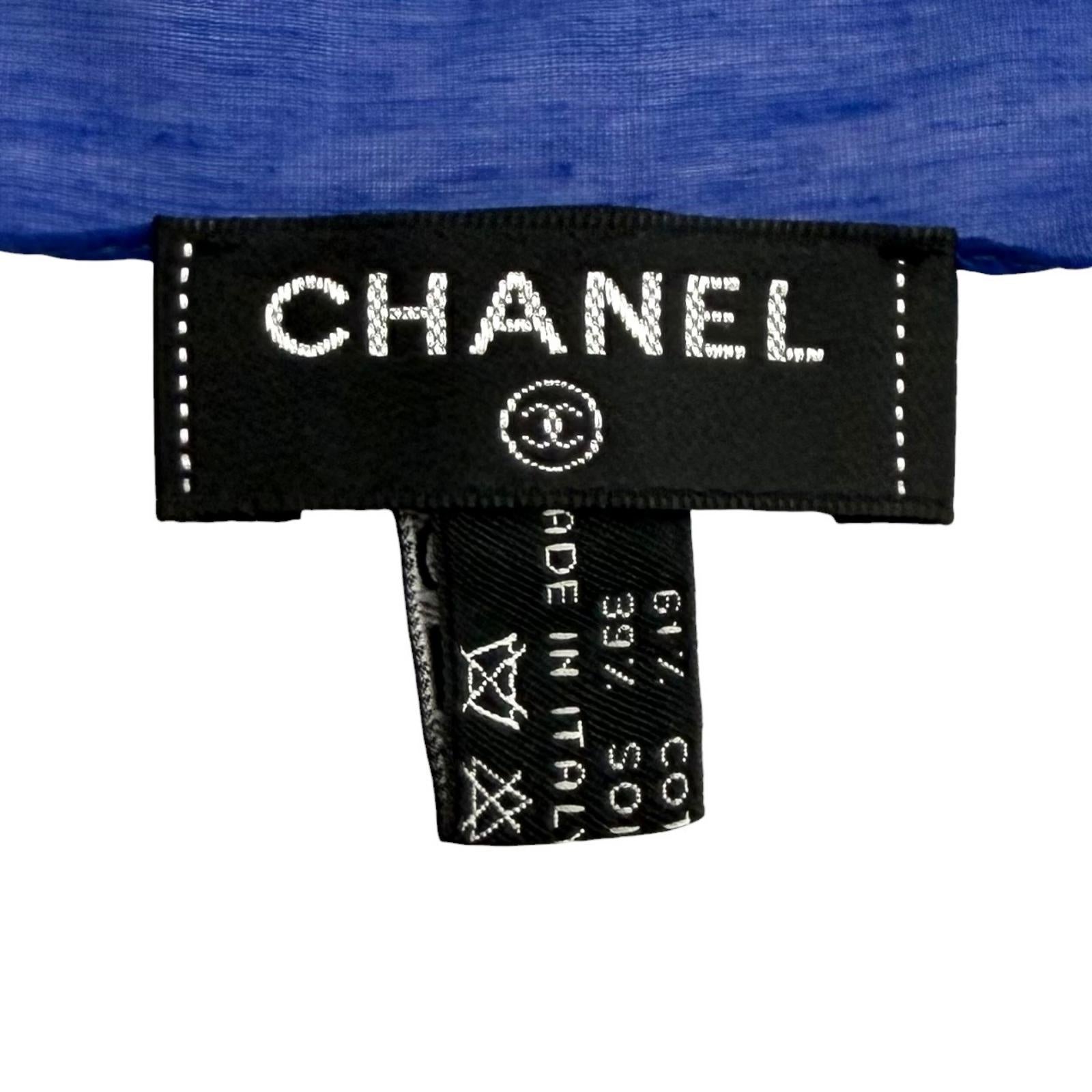 CHANEL Blue Women COCO Mark Floral Print Large Pareo 09