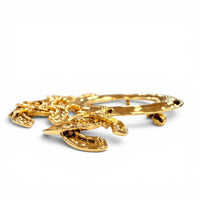 CHANEL Gold Brooch Women 5-Link COCO Mark Circle Swing 04