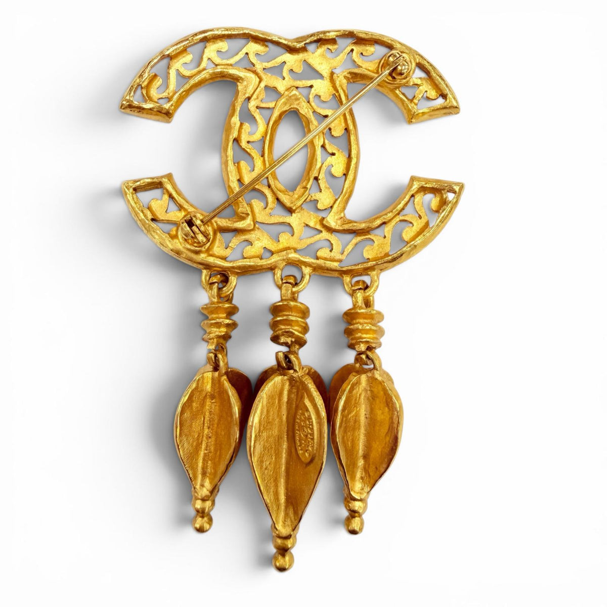 CHANEL Gold Brooch Women COCO Mark with Fringe 02