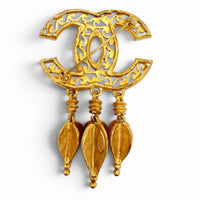 CHANEL Gold Brooch Women COCO Mark with Fringe 02