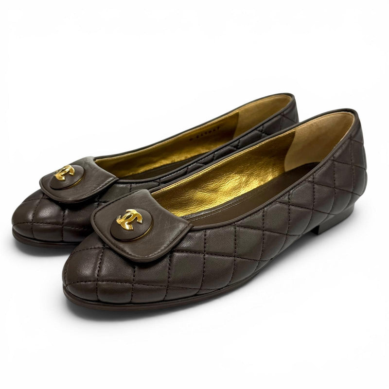 CHANEL Brown Ballet shoes Women COCO Mark Matrasse 01